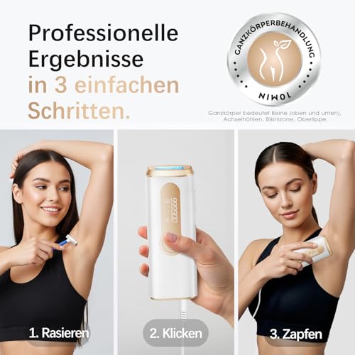 Haarlosy IPL Geräte Haarentfernung Laser für Damen und Herren – 10 °C Eiskühlkontakt zu Hause für Schmerzfreie und Langanhaltende Ergebnisse, 86% Haarreduktion in 3 Wochen für Körper, Beine, Bikini