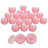 Beauticom 24 Pieces 10G/10ML Pink Frosted Container Jars with Inner Liner for Lotion, Toners, Lip Balms, Makeup Samples - BPA Free