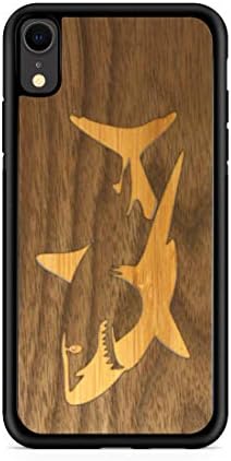 Sponsored Ad - WUDN Slim Wooden Phone Case (Great White Shark in Walnut Ocean) Compatible with iPhone Xr
