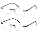 GAMMA RAY 2 Pairs Lightweight Rimless Flex Readers Reading Glasses - 1.50x