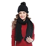 Bellady Women's Knitted Double Layers Beanie Cap with Pom Pom, Scarf Two Peice Set Bellady Women's Knitted Double Layers Beanie Cap with Pom Pom, Scarf Two Peice Set