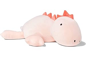 KOWSI® 1.4 LB Weighted Stuffed Stegosaurus Animals - 16 Inch Squished Long Dinosaur Jumbo Pillow - Soft Pink Dino Stuffed Animal Toy - Lumbar Back Cushion Soothing for Kids Adults (Stegosaurus)