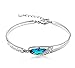 UNKE Fashion Crystals Blue Sky Women Silver Crystal Bangle Bracelet Jewelry