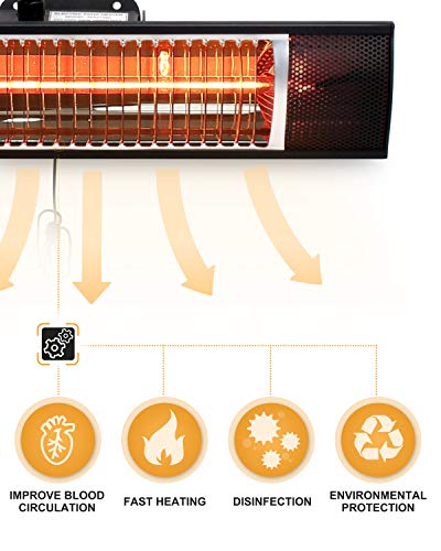 Star Patio Electric Patio Heater, Indoor/Outdoor Heater, Infrared Heater, Wall Mounted, Outdoor Heaters for Patio, Garage Heater, Space Heater, 1500W, Black, STP1580-SW