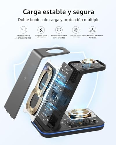 JoyGeek - Charging Station for Samsung S25, S24, S23, S22, S21, ZFlip/Fold, Wireless Charger for Galaxy Watch Ultra/8/7/6/5, Wireless Charger for Galaxy Buds-Black