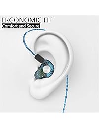 RevoNext RX8   Auriculares in ear con doble controlador con cable y aislamiento de ruido, auriculares dinámicos de alta fidelidad, estéreo, graves profundos, 2 pines desmontables