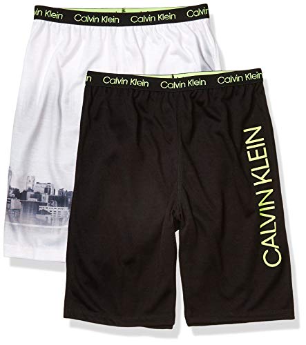 Calvin Klein Kids Boys' Lounge Pajama Shorts 2-Pack, City/Black, X-Large