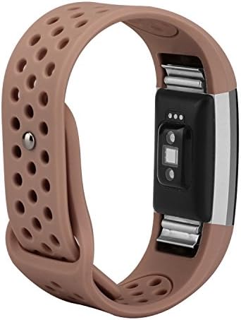 For Fitbit Bands, Wristband Adjustable Comfortable Soft Silicone Replacement Band for Fitbit Charge 2 Fitness (Coffee, Large (6.7”-8.1”))