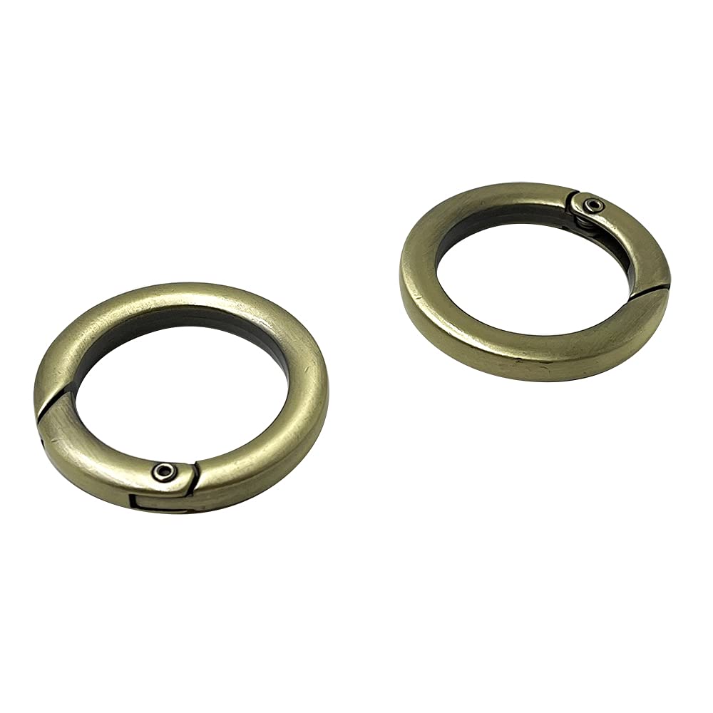 Brass Round Carabiner Spring Snap Hooks Clip,Metal Spring Key Ring,Trigger Spring Keyring Buckle,Flat O Ring for Purses 6pcs (Bronze) ET689
