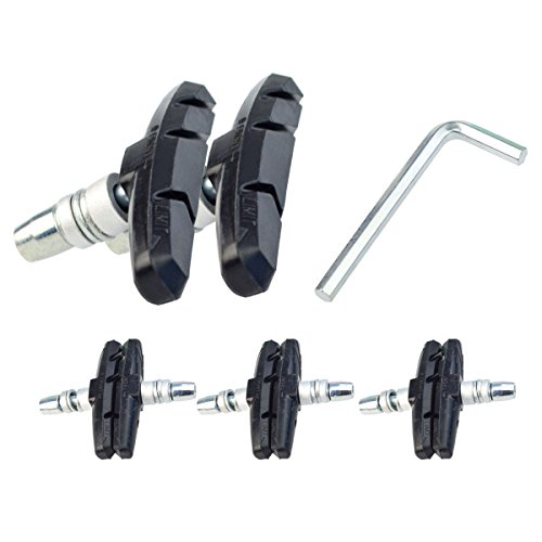 Yookat 4 pairs Bike Brake Pads Set 70mm Bicycle V-Brake Blocks with Hex Nut Mountain Road Bicycle Braking V-Brake Holder Shoes Rubber Blocks Cycling Accessories