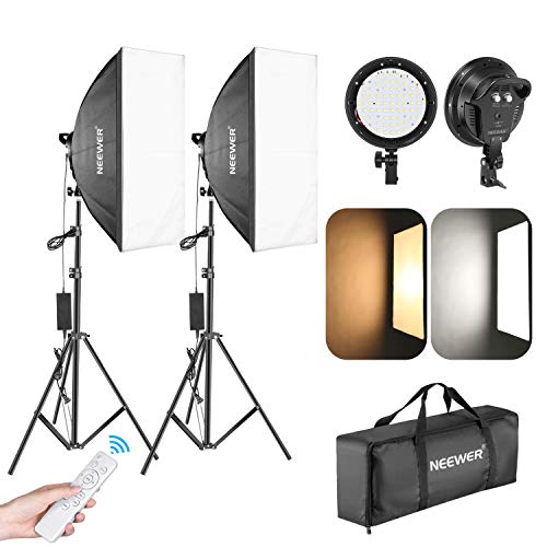 Neewer Photography LED Softbox Lighting Kit 2Pack 45W Dimmable 3000