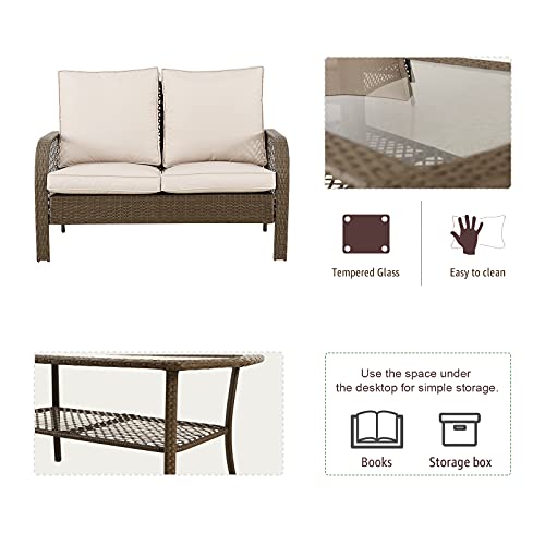 NATURAL EXPRESSIONS Patio Furniture Sets Outdoor Sectional Set 4 Pieces