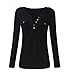 Exlura Women's Tight Front Button Tee Shirt Cotton Blend Tunic Tops - M Black
