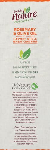 BACK TO NATURE ROSEMARY & OLIVE OIL HARVEST WHOLE WHEAT CRACKERS – DAIRY FREE, NON-GMO, MADE WITH WHOLE GRAIN WHEAT & SEA SALT, DELICIOUS & QUALITY SNACKS, 8.5 OUNCE