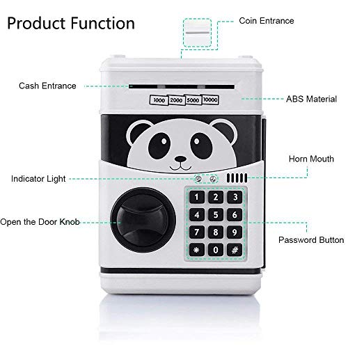 GoodsFederation Kids Electronic Password Piggy Money Bank ATM Savings Box with Code Lock,Mini Cartoon Panda Cash Coin Can Box with Voice Prompt & Music,Deposit Machine for Christmas Birthday Gifts