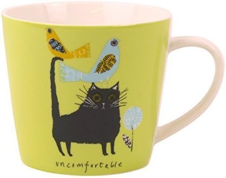 Jane Ormes DXK05TE 10 x 10 x 9 cm Ceramic Uncomfortable Cat Mug, Multi-Colour by Jane Ormes
