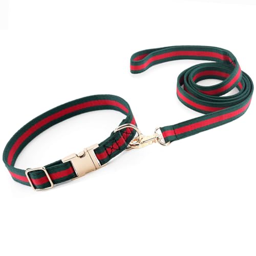 Dog Collar and Leash Set with Metal Buckle