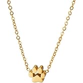 OIDIMS Dog Cat Paw Necklace Lovely Animal Choker Dainty Paw Print Pendant Necklace Chic Little Dog Kitten Pet Adjustable Charm Necklace Birthday Valentine's Day Gifts Minimalist Jewelry for Women Mom