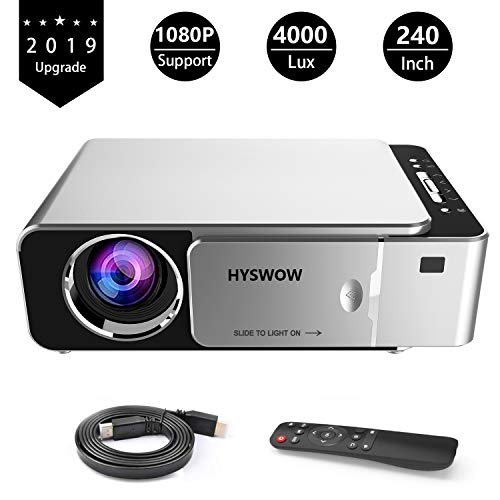 Video Projector, HYSWOW Full HD Video Projector Support 1080P Home Theater & Movie Projector Office Business PowerPoint Presentations, Compatible Laptop, Smartphone, Fire TV Stick, PS4, HDMI, USB