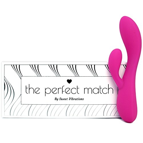 The Perfect Match – Flexible Rabbit Vibrator Sex Toy with 10 Powerful Settings for Women & Couples, Waterproof, Rechargeable, Quiet, by Sweet Vibrations (Pink)