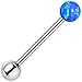 Body Candy Stainless Steel Blue Synthetic Opal Ball Barbell Tongue Ring