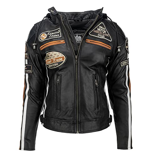 Urban Leather Womens Leather Motorcycle Jacket 58 LADIES | Lambskin Biker Jacket | CE Approved Remouvable Armour for Back, Shoulders and Elbows