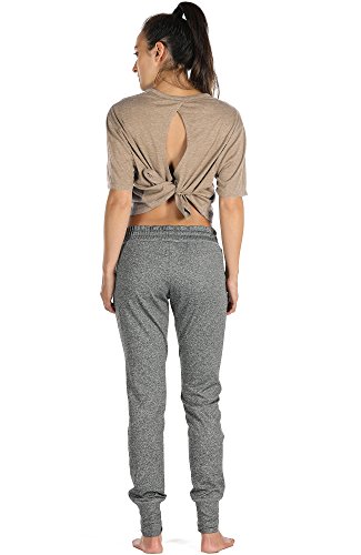 image for icyzone Open Back Workout Top Shirts - Yoga t-Shirts Activewear Exerci