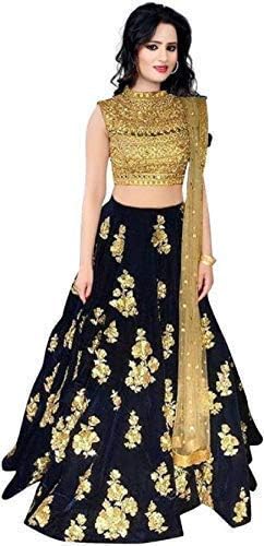 Radhika Creation Women's Silk-Velvet Semi-stitched Lehenga Choli (Blue, Free Size)