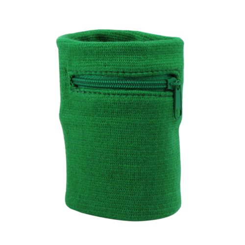 Suddora Multi Colored Zipper Sweatband Wristband (Green)