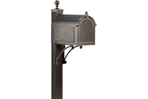 BESTNEST Whitehall French Bronze Deluxe Mailbox, Post, and Brackets | Heavy-Duty Aluminum Mailbox System | Large 20% Oversized Capacity with Magnetic Closure | Weather-Resistant Finish for Timeless Curb Appeal
