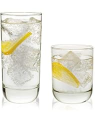 Libbey Polaris 16-Piece Tumbler and Rocks Glass Set, Clear