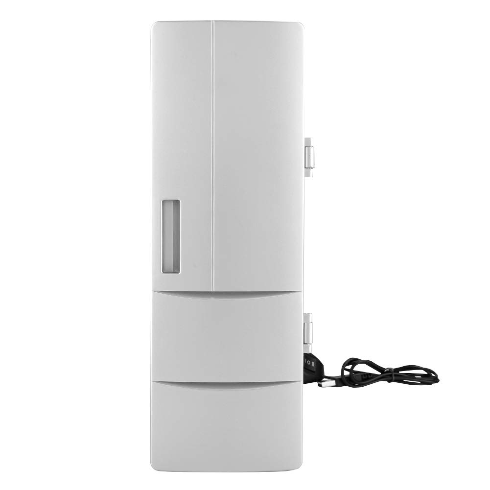 Jeankak Portable USB Mini Portable Fridge, Multifunction Refrigerator Cooler with Built-in Led Lights Mini Refrigerator Car Personal Fridge for Bedroom, Office, Car, Home and Travel