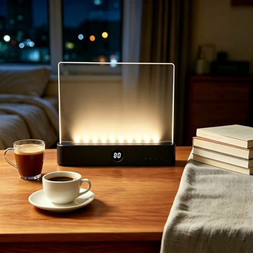 TDTOD Flat Book Lamp, Smart LED Book Light, Portable Reading Lamp with Timer and 3 Colour Lights, Rechargeable Panel Reading Lamp for Night Reading (Noir)
