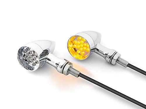 Alchemy Parts Motorbike LED Indicators Chrome Steel for Vintage Retro Custom Bike Project