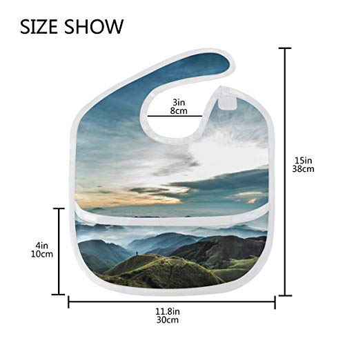 LORVIES Lanscape Baby Feeding Bib Waterproof Saliva Apron with Crumb Catcher Reflux Drool Teething for Baby Toddler Kids Infant