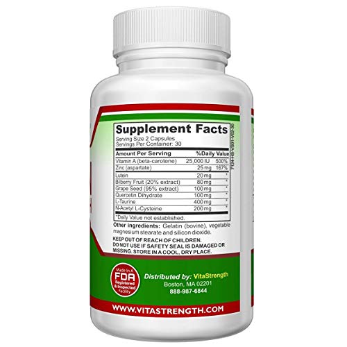 Vision Health Complete Eye Formula with Essential Vitamins for Eyes - with 20mg Lutein Plus Bilberry, Zinc and Other Eye Care Nutrients - Lutein for Eyes - 60 Eye Vision Capsules - Thumbnail 3