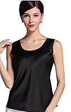 Fashion Silk Women's Shirts Blouse Silk Tank Tops X-Lager Black