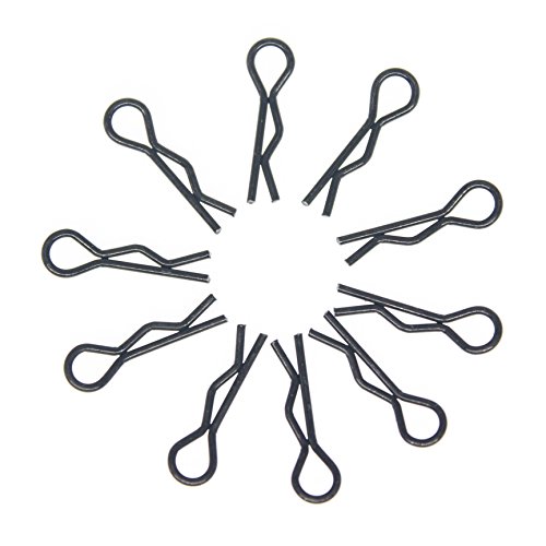 HobbyPark Small 1/16 1/18 Body Clips Bent Springy R Pins Black RC Car Shell Replacement Parts (50-Pack)