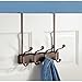 InterDesign York Over Door Storage Rack – Organizer Hooks for Coats, Hats, Robes, Clothes or Towels – 4 Dual Hooks, Two-Tone Bronze