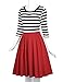 1950's Style Retro Striped Midi Dress Scoop Neck Red Size M BP316-3