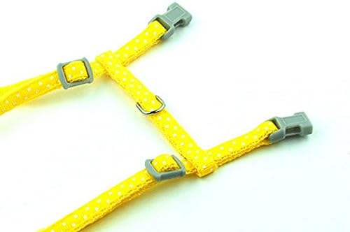 SMALLLEE_LUCKY_STORE Pet Cat Harness and Lead Leash Set Polka Dots Collar Chest Strap Adjustable Escape Proof Walking Training for Kitten Puppy Rabbit,Yellow - Image 3