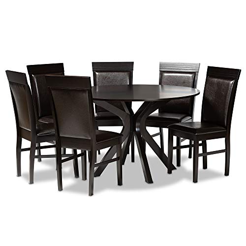 Baxton Studio Miya Modern and Contemporary Dark Brown Faux Leather Upholstered and Dark Brown Finished Wood 5-Piece Dining Set main image 1