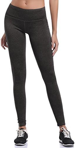 Aenlley Women's Athletic Yoga Pants with Hidden Pocket Workout Gym Spandex Tights Legging Color Black Grey Size L