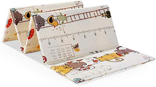 VDHJA Double-Side Printed Environment Friendly XPE Foam Anti-Skid Ultra-Soft Waterproof Foldable Baby Play & Crawl Floor Mat - Multicolor - 16x5.5 FUT (Print May Vary)