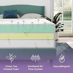 NapQueen Twin XL Size Mattress, 10 Inch Anula Green