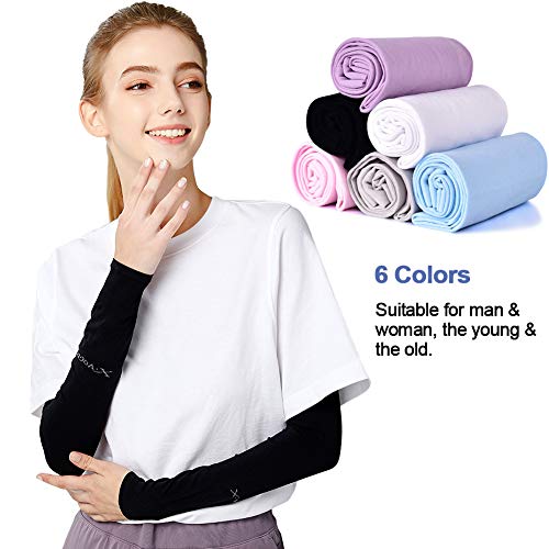 Beister 6 Pairs UV Protection Cooling Arm Sleeves for Women Men, Sunblock Protective Long Arm Cover Warmer
