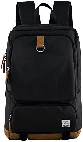 Tinzonc Unisex Classic Water Resistant Laptop Backpack Leather Backpack School Backpack Travel Backpack 14Inch Laptop Black