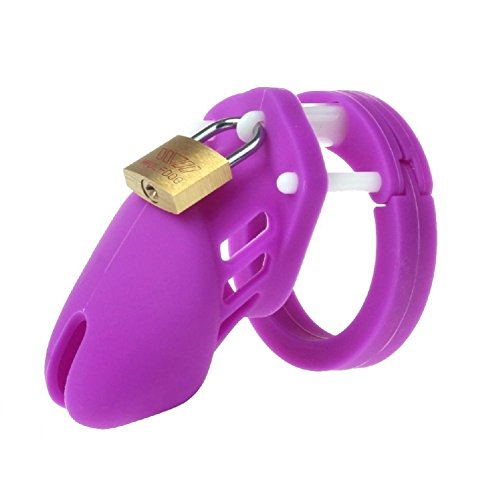 YiFeng Short Silicone Male Chastity Device Belt Restraint Cage Bondage Fetish Gimp Toy (Purple)