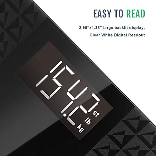 TopHomer Digital Body Weight Bathroom Scale with Step-On Technology, 400pounds, Large LCD Backlit Display and Low Battery Indication (black)-Durable Tempered Glass Weight Scale - Thumbnail 2