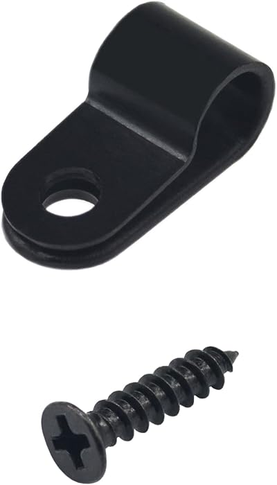 DDHOMIN 120 Sets R Shape Cable Clips Black Nylon Wire Management